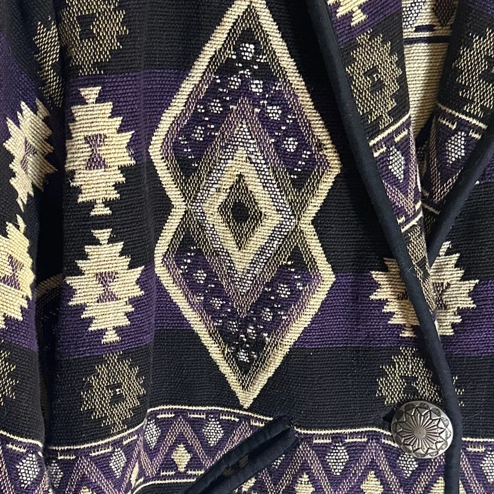 Vintage Linda Leez Wearable Art southwestern Patterned Jacket Sz L - Picture 5 of 15